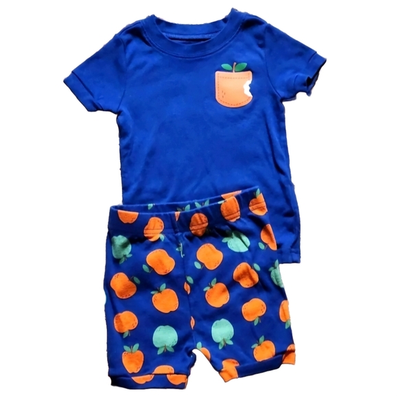 Old Navy short set pajamas Size 12-18 months Color royal blue and orange  🍊 - Picture 1 of 6